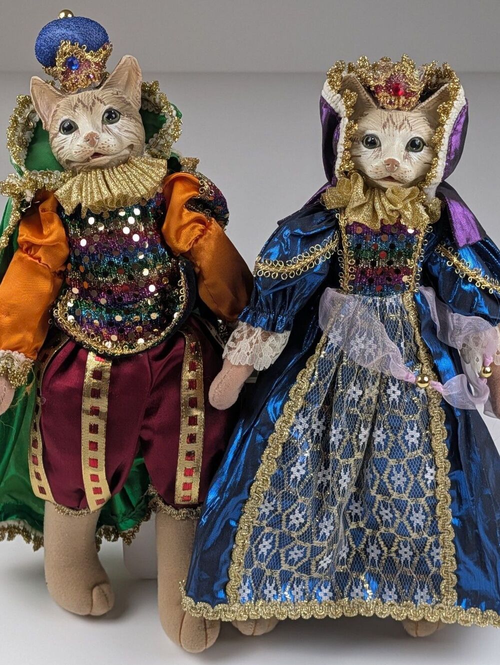 Vintage Royalcore Cat Dolls King Queen Figures Grandmacore Maximalist Decor
